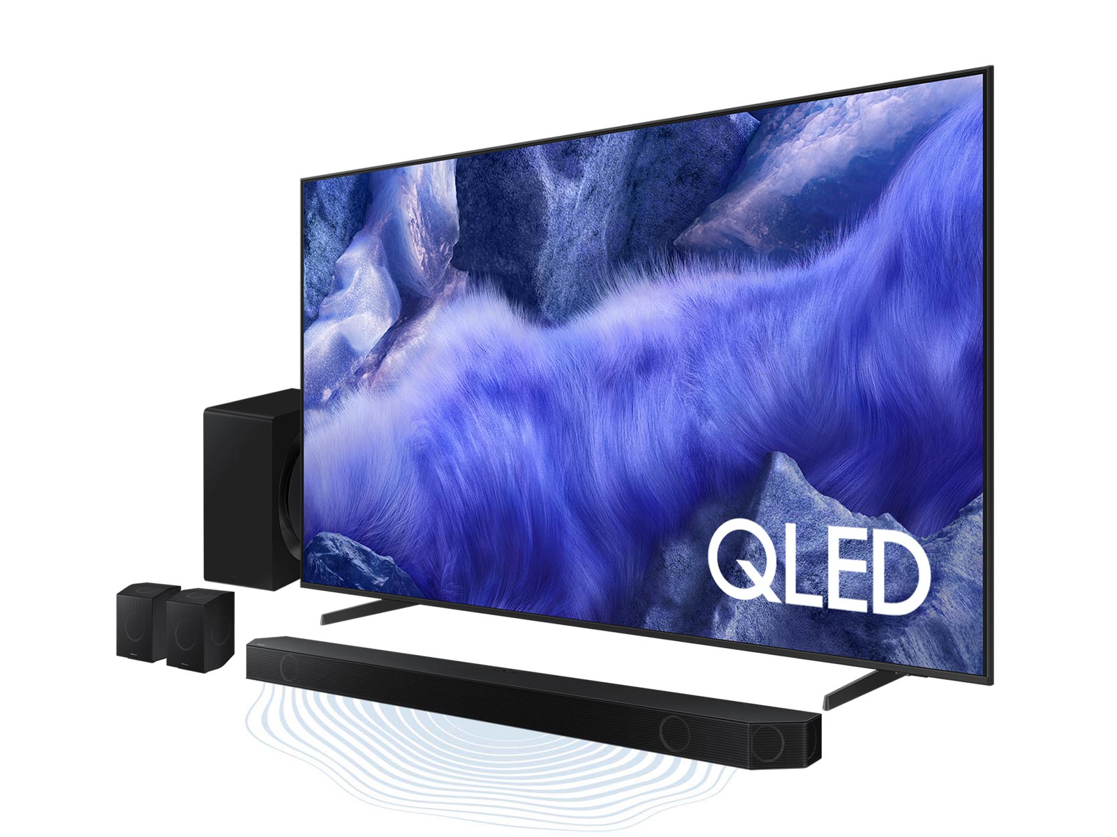 75” Class QLED QEF1 4K with Q-series 11.1.4 ch. Wireless Dolby ATMOS Soundbar + Q-Symphony w/ Rear Speakers HW-Q990D