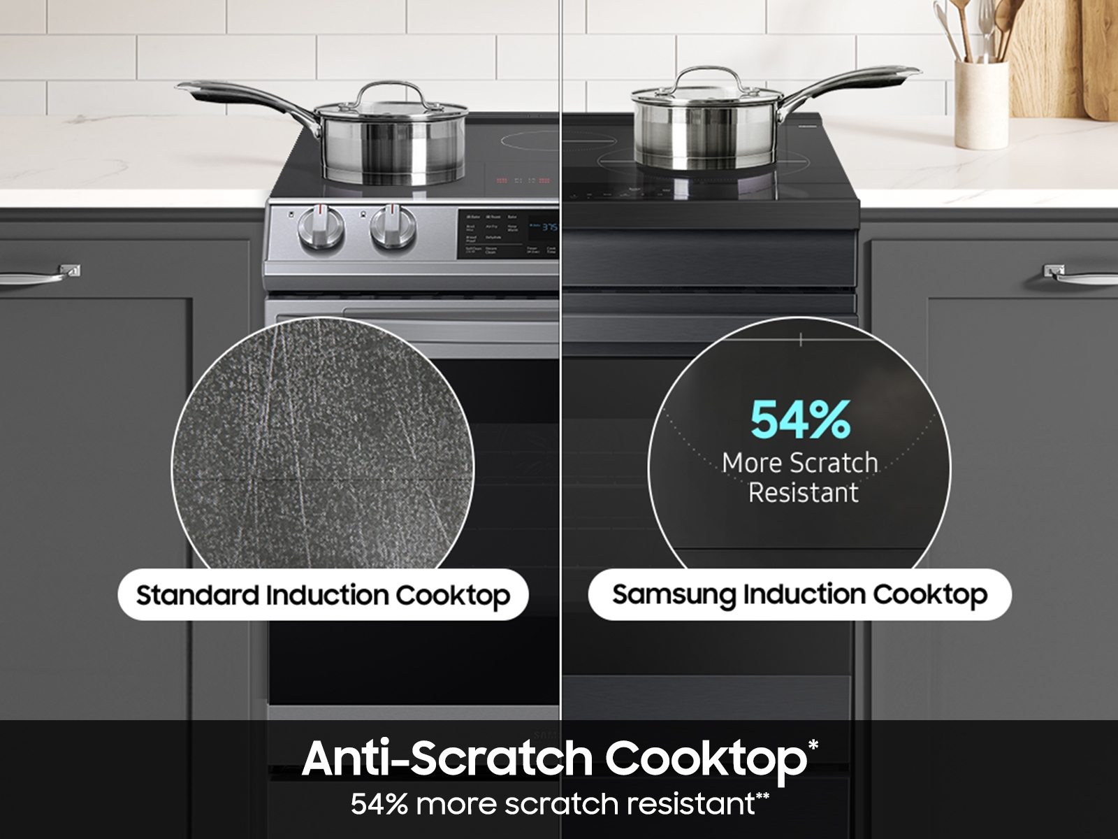 Thumbnail image of Bespoke 6.3 cu. ft. Smart Slide-In Induction Range with Ambient Edge Lighting™ & Air Sous Vide in Matte Black Steel 