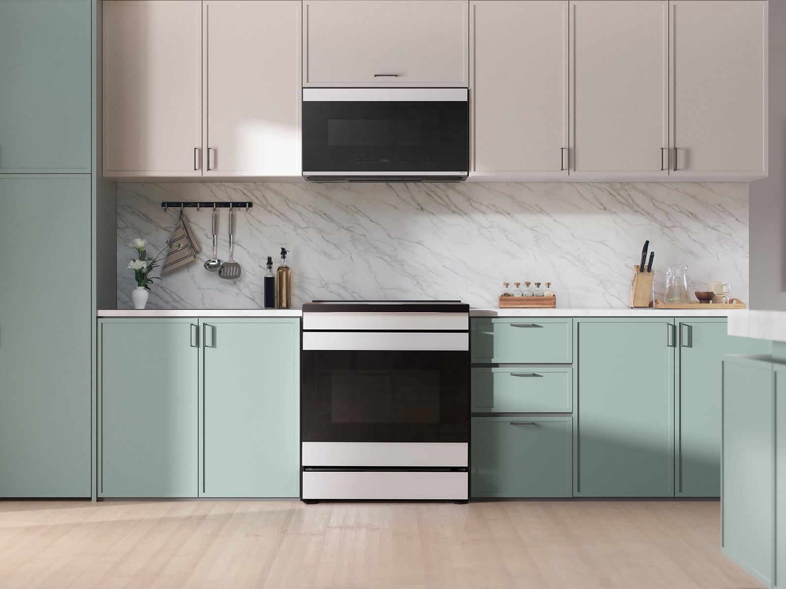 Thumbnail image of Bespoke 6.3 cu. ft. Smart Slide-In Induction Range with AI Home & Smart Oven Camera in White Glass