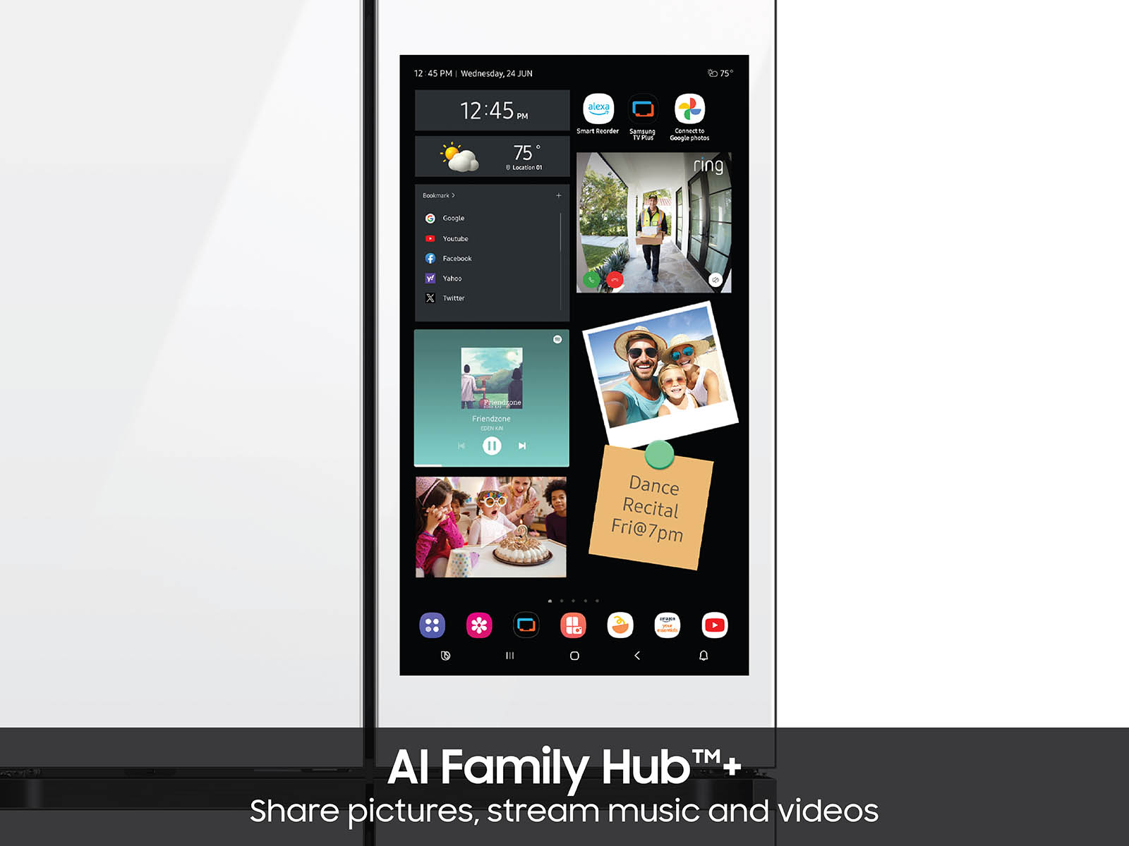 Thumbnail image of Bespoke Counter Depth 4-Door Flex™ Refrigerator (23 cu. ft.) with AI Family Hub™+ and AI Vision Inside™ in White Glass