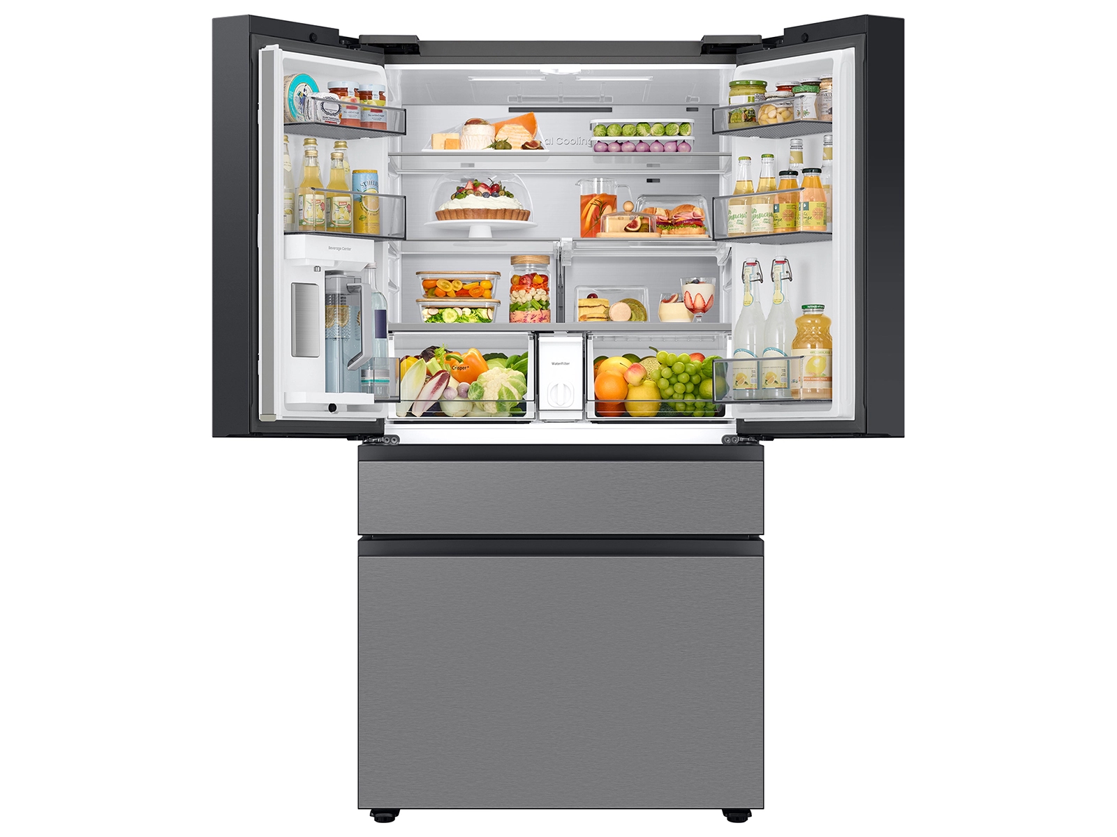 Thumbnail image of Bespoke 23 cu. ft. Counter Depth 4-Door French Door Refrigerator with Inner Beverage Center™ & FlexZone™ Drawer in Stainless Steel