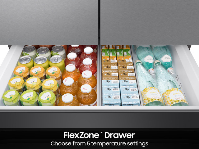 Thumbnail image of Bespoke 23 cu. ft. Counter Depth 4-Door French Door Refrigerator with Inner Beverage Center™ & FlexZone™ Drawer in Stainless Steel