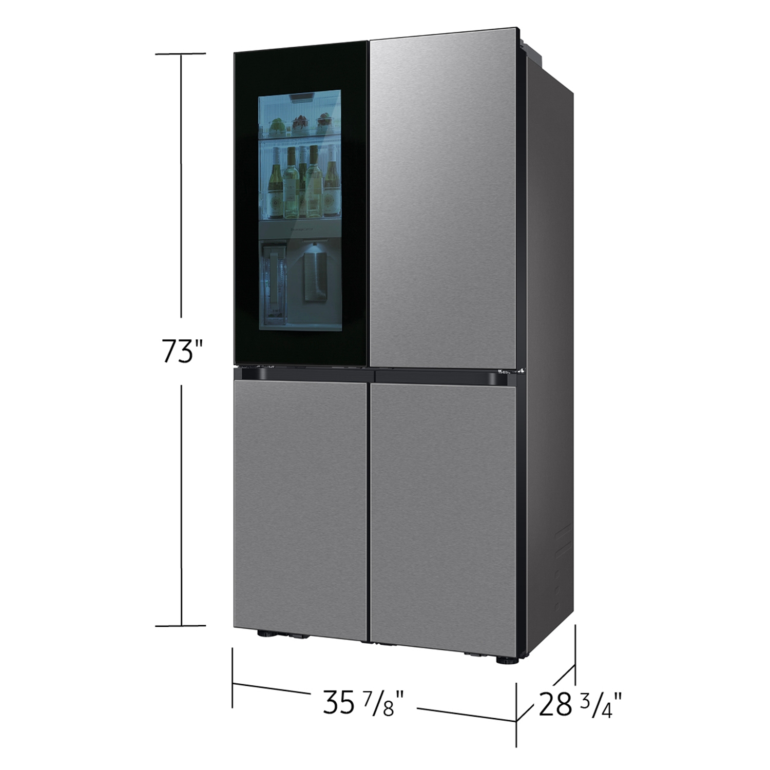 Thumbnail image of Bespoke Counter Depth 4-Door Flex™ Refrigerator (23 cu. ft.) with Beverage Zone™ and Auto Open Door in Stainless Steel