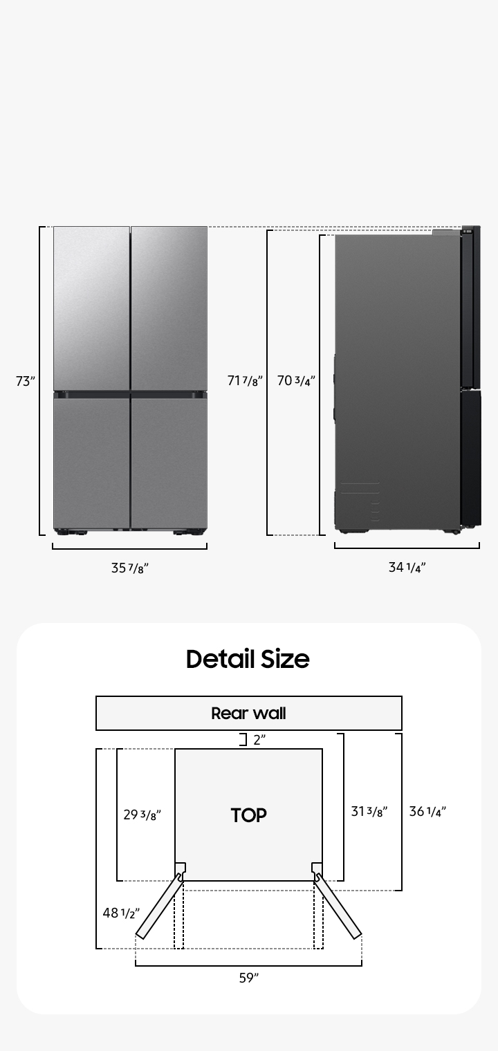 Dimensions of a Samsung Bespoke Family Hub Counter Depth refrigerator Dimensions of a Samsung Bespoke Family Hub Counter Depth refrigerator