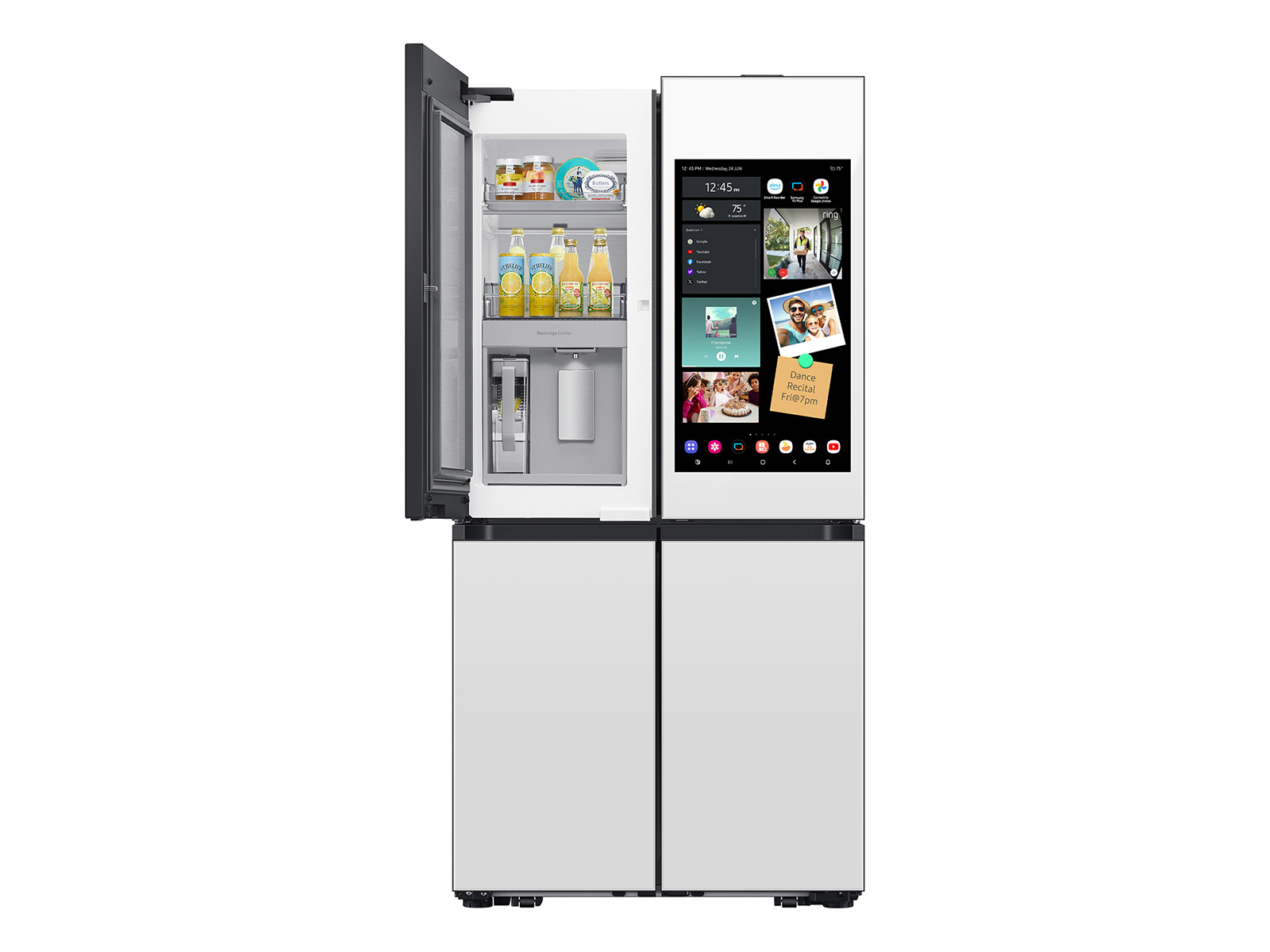 Thumbnail image of Bespoke Counter Depth 4-Door Flex™ Refrigerator (23 cu. ft.) with AI Family Hub™+ and AI Vision Inside™ in White Glass