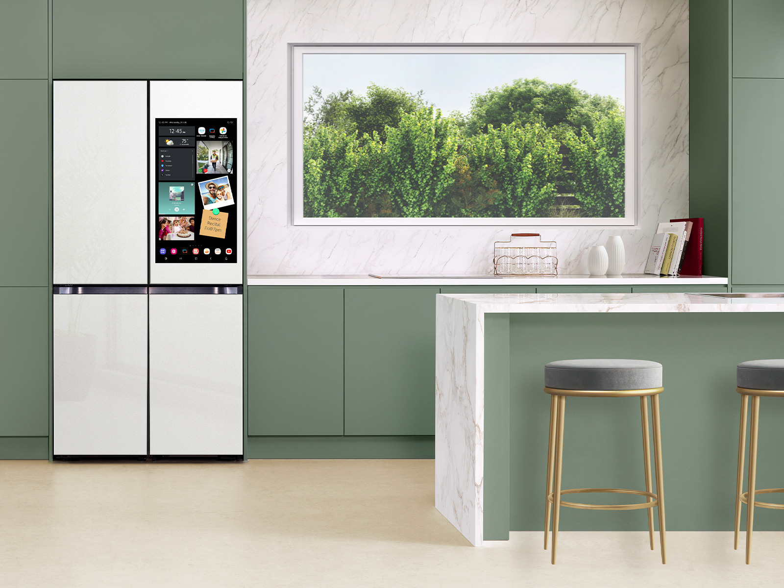 Thumbnail image of Bespoke Counter Depth 4-Door Flex™ Refrigerator (23 cu. ft.) with AI Family Hub™+ and AI Vision Inside™ in White Glass