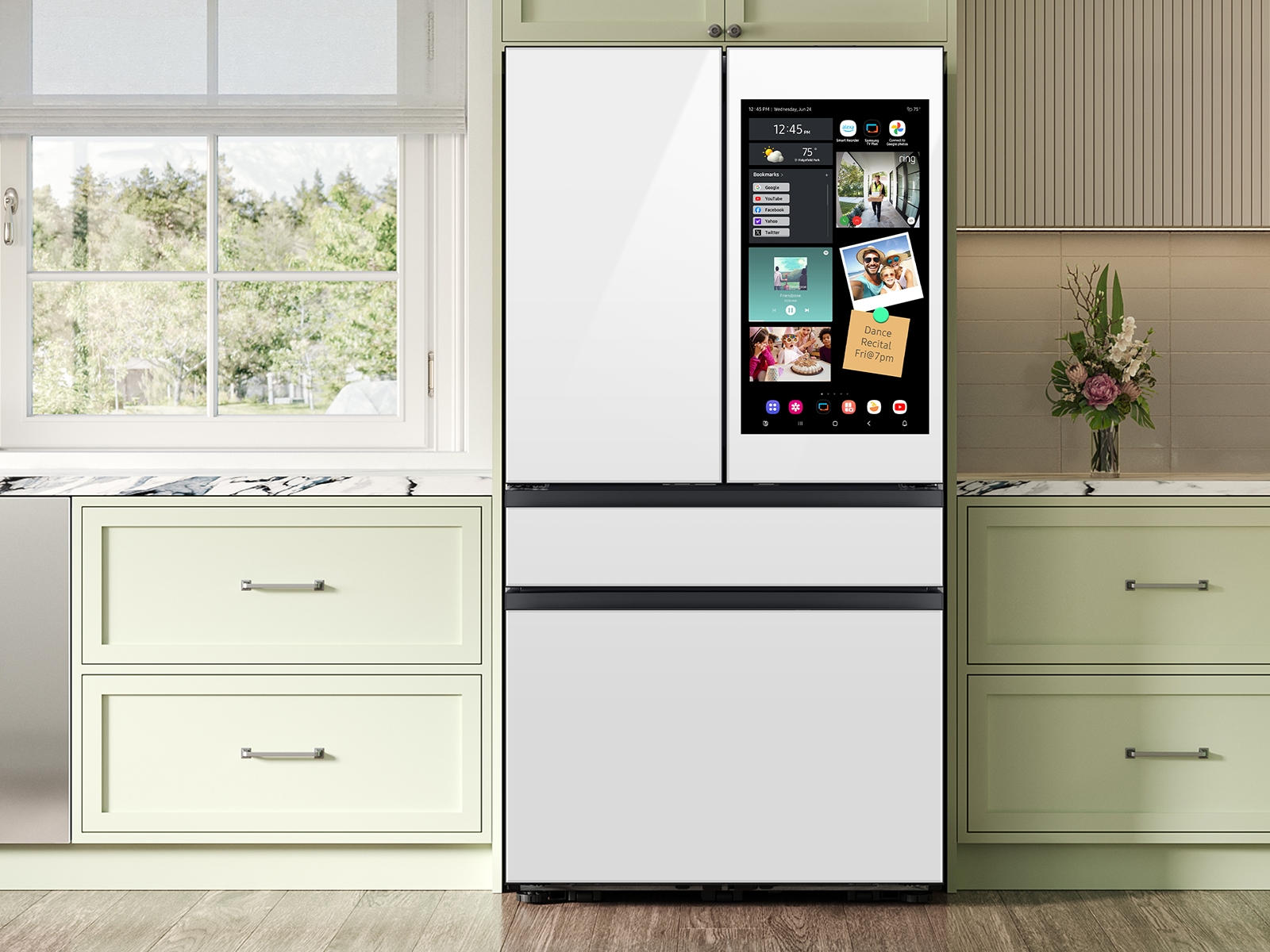 Thumbnail image of Bespoke 23 cu. ft. Counter Depth 4-Door French Door Refrigerator with AI Family Hub™+ AI Vision Inside™ in White Glass