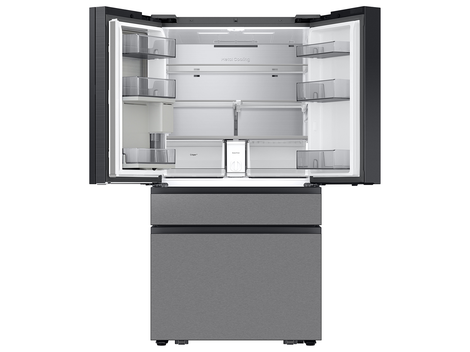 Thumbnail image of Bespoke 29 cu. ft. 4-Door French Door Refrigerator with AI Family Hub™+ & AI Vision Inside™ in Charcoal Glass and Stainless Steel