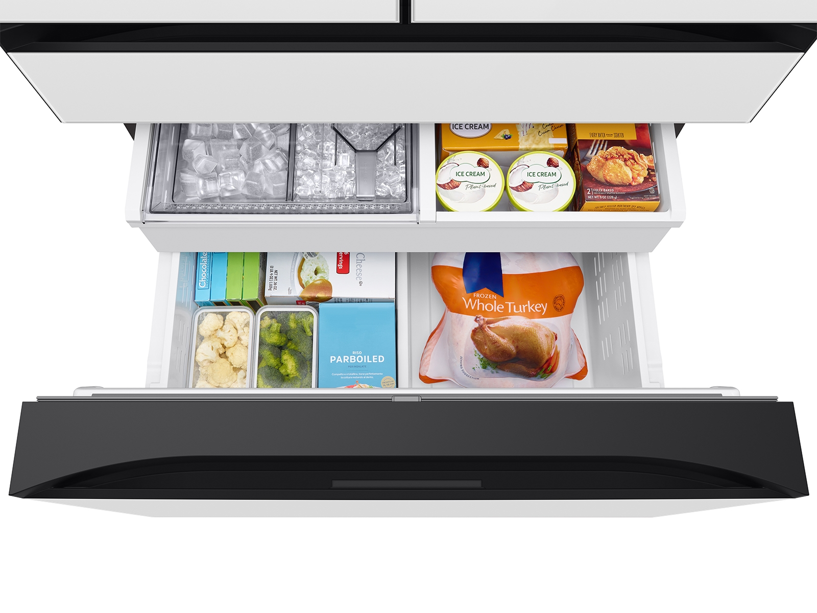 Thumbnail image of Bespoke 29 cu. ft. 4-Door French Door Refrigerator with AI Family Hub™+ & AI Vision Inside™ in White Glass