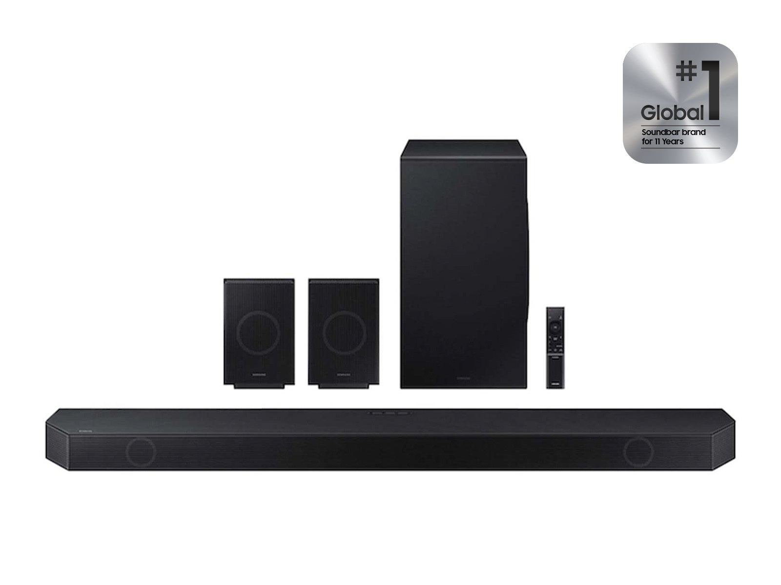 Thumbnail image of 75” Class QLED QEF1 4K with Q-series 11.1.4 ch. Wireless Dolby ATMOS Soundbar + Q-Symphony w/ Rear Speakers HW-Q990D